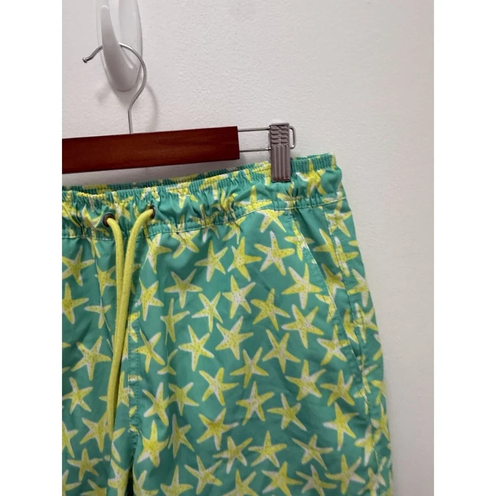 J.Crew‎ Flex Swim Trunks Men's Size S Green Starfish Print Mesh Lined j crew